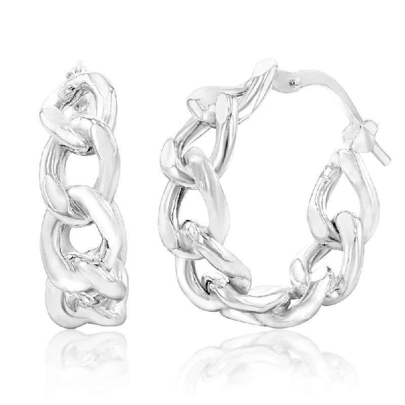 Discounted Luxury Jewelry – Shine Without The Splurge Sterling Silver Curb Link Hoop Earrings