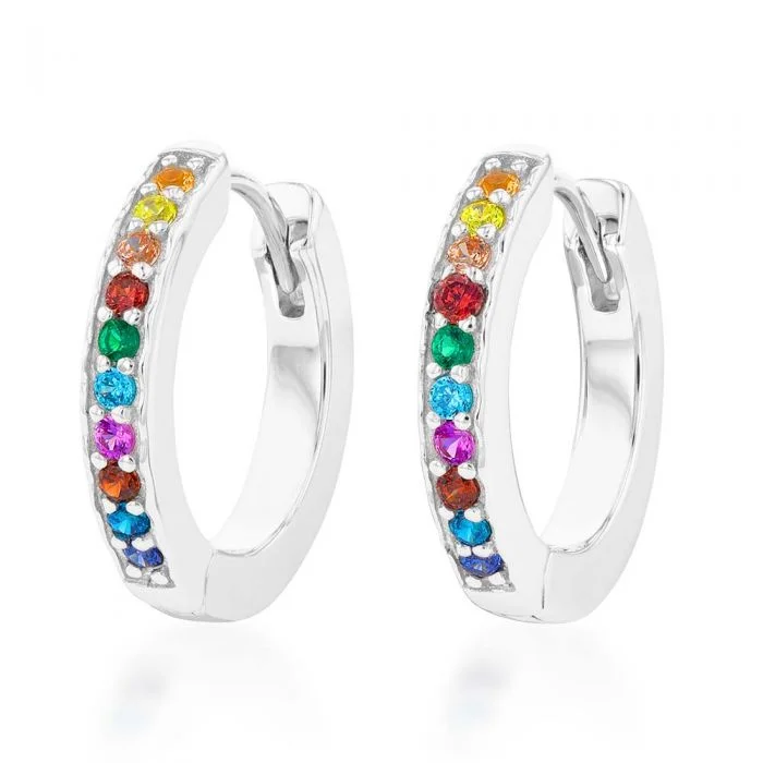 Trending Jewelry Styles Now At Limited-Time Discounts Sterling Silver Rainbow Multicolour Cubic Zirconia Hoop Earrings Trending Jewelry Styles Now At Limited-Time Discounts Sterling Silver Rainbow Multicolour Cubic Zirconia Hoop Earrings