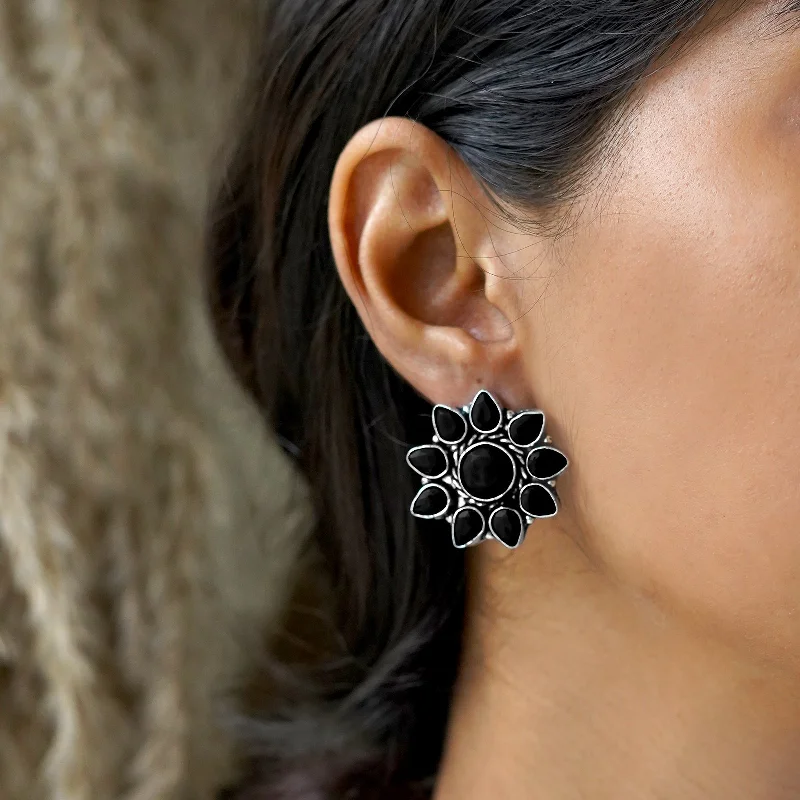 Shop Elegant Jewelry At Unbeatable Prices Teejh Hrida Black Stone Silver Oxidised Stud Earrings Shop Elegant Jewelry At Unbeatable Prices Teejh Hrida Black Stone Silver Oxidised Stud Earrings