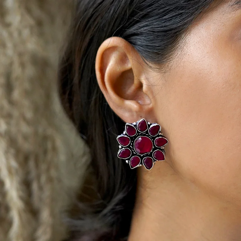 Once-A-Year Jewelry Sale – Grab Your Favorites Now Teejh Hrida Pink Stone Silver Oxidised Stud Earrings Once-A-Year Jewelry Sale – Grab Your Favorites Now Teejh Hrida Pink Stone Silver Oxidised Stud Earrings