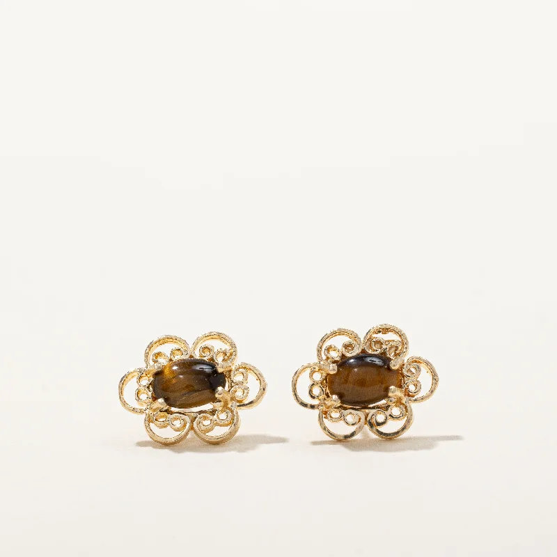 Luxury Handcrafted Jewelry For Elegant Looks Tiger's Eye Stud Earrings | 0.80ctw | Luxury Handcrafted Jewelry For Elegant Looks Tiger's Eye Stud Earrings | 0.80ctw |