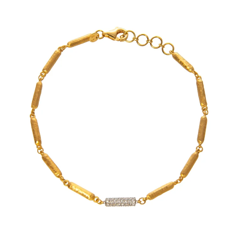Premium Jewelry, Premium Discounts – Act Fast 14K Gold Link Diamond Bar Bracelet