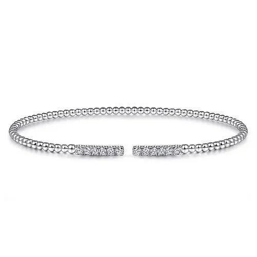 Accessorize For Less – Luxury Jewelry At Affordable Prices 14K White Gold Bujukan Bead Cuff Bracelet with Diamond Pave Bars Accessorize For Less – Luxury Jewelry At Affordable Prices 14K White Gold Bujukan Bead Cuff Bracelet with Diamond Pave Bars