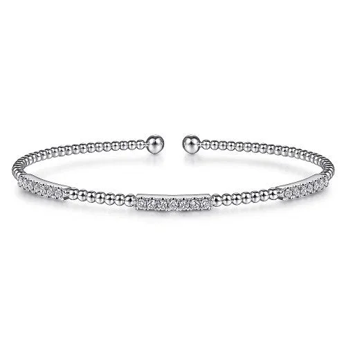Shop Modern Jewelry Collections With Exclusive Discounts 14K White Gold Bujukan Bead Cuff Bracelet with Diamond Pave Stations Shop Modern Jewelry Collections With Exclusive Discounts 14K White Gold Bujukan Bead Cuff Bracelet with Diamond Pave Stations
