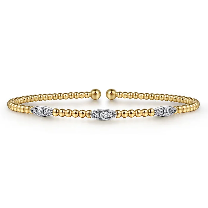 Customized Silver Jewelry For Unique Style 14K White-Yellow Gold Bujukan Diamond Marquise Stations Bangle Customized Silver Jewelry For Unique Style 14K White-Yellow Gold Bujukan Diamond Marquise Stations Bangle