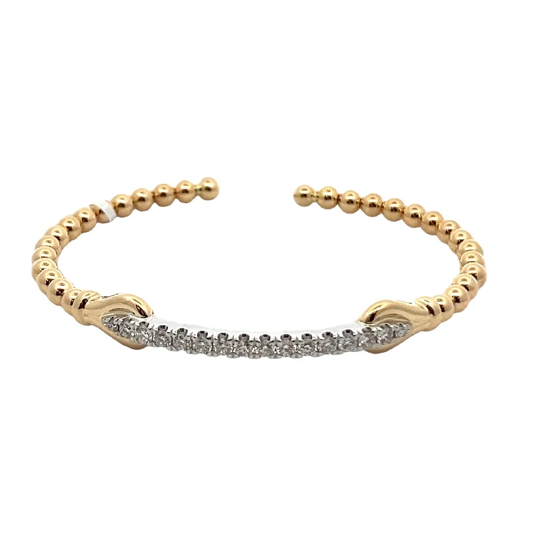 Get Ready To Sparkle – Special Jewelry Discounts 14K White & Yellow Gold Bujukan Diamond Split Bangle Bracelet Get Ready To Sparkle – Special Jewelry Discounts 14K White & Yellow Gold Bujukan Diamond Split Bangle Bracelet