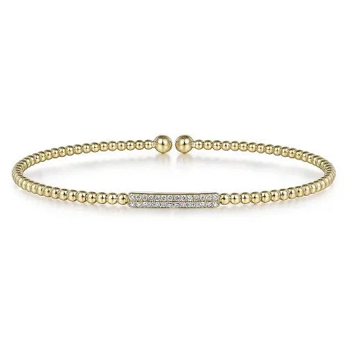 The Perfect Jewelry Piece At The Perfect Discount 14K Yellow Gold Bujukan Bead Cuff Bracelet with 0.13cttw Diamonds The Perfect Jewelry Piece At The Perfect Discount 14K Yellow Gold Bujukan Bead Cuff Bracelet with 0.13cttw Diamonds
