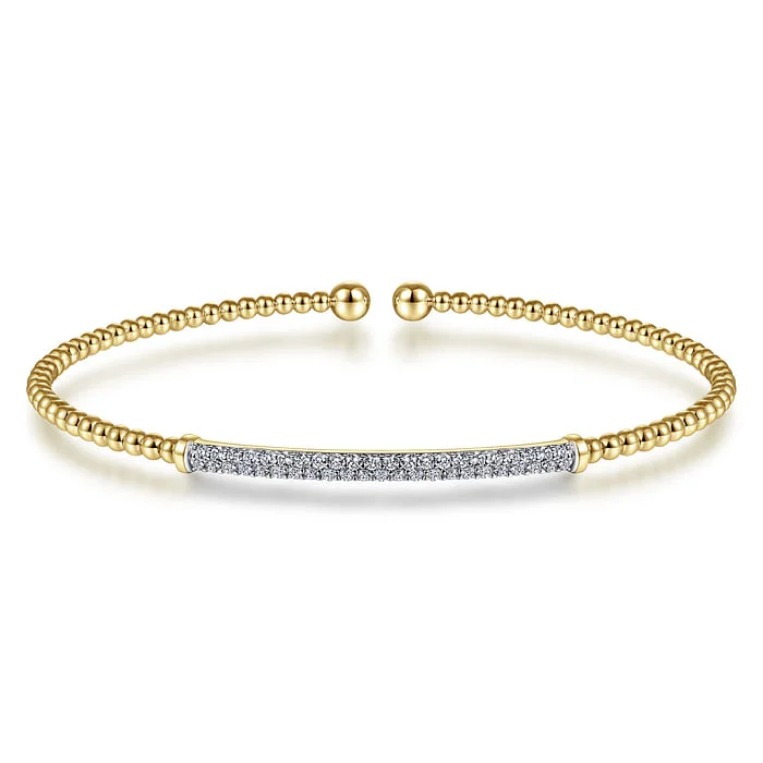 Shop High-Quality Jewelry At Jaw-Dropping Discounts 14K Yellow Gold Bujukan Diamond Bar Split Bangle Shop High-Quality Jewelry At Jaw-Dropping Discounts 14K Yellow Gold Bujukan Diamond Bar Split Bangle