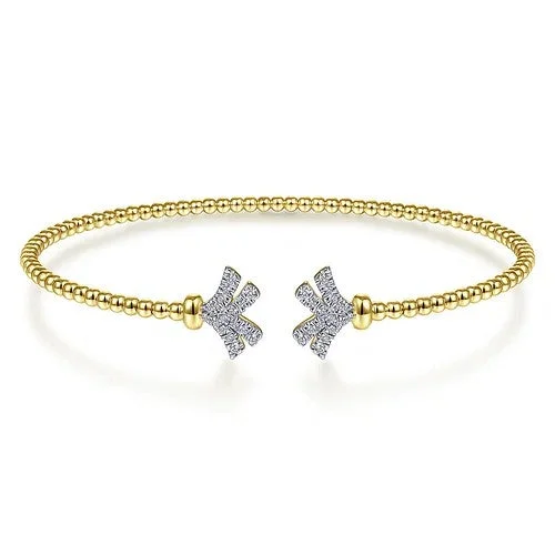 Exclusive Online Discounts On Stylish Jewelry 14K Yellow Gold Bujukan Split Cuff Bracelet with Diamond Pave Fan Caps Exclusive Online Discounts On Stylish Jewelry 14K Yellow Gold Bujukan Split Cuff Bracelet with Diamond Pave Fan Caps