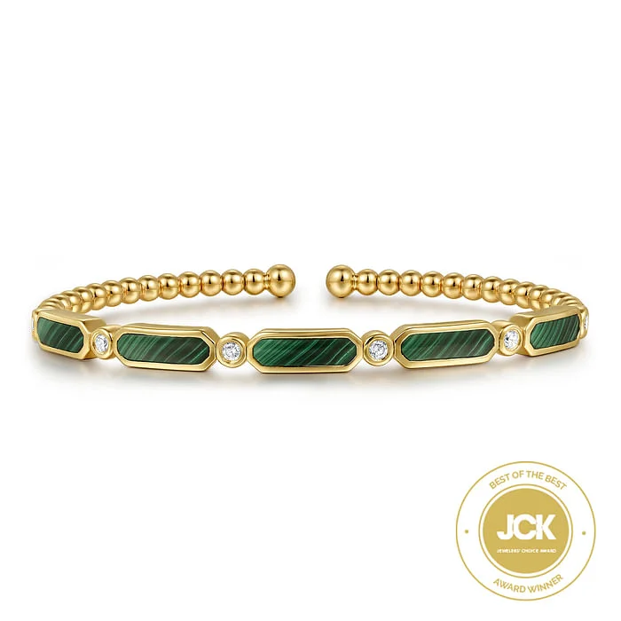 Exclusive Jewelry Sale Event – Shop Now 14K Yellow Gold Diamond and Malachite Bujukan Bangle Exclusive Jewelry Sale Event – Shop Now 14K Yellow Gold Diamond and Malachite Bujukan Bangle