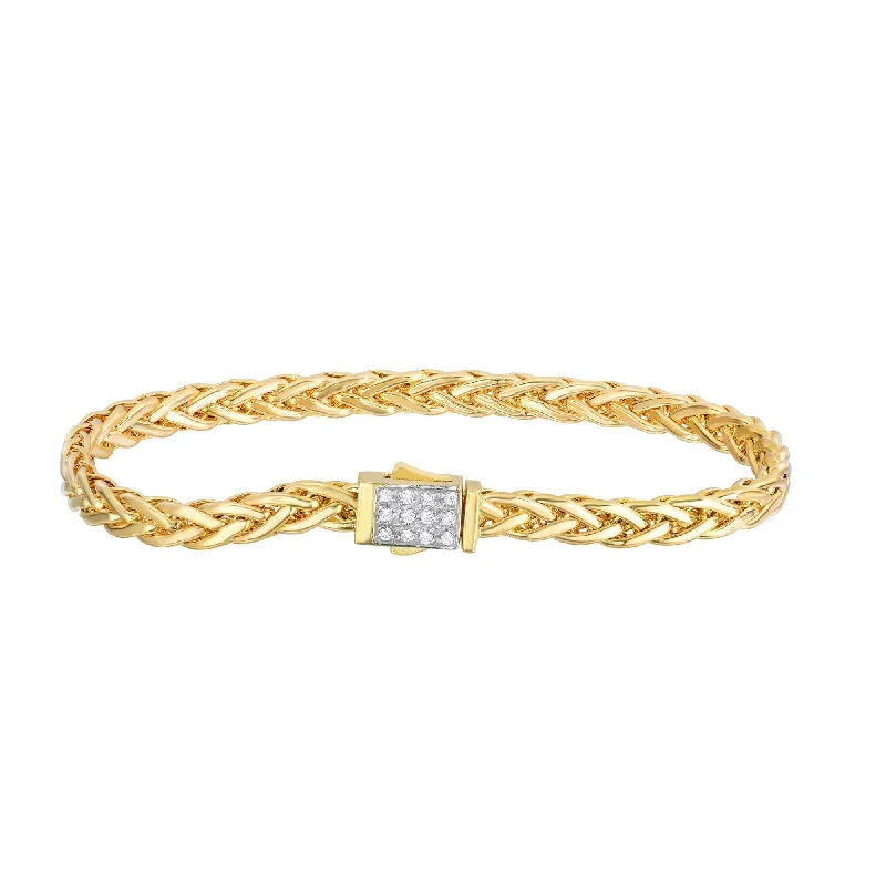 Eco-Friendly Sustainable Jewelry For Conscious Buyers 14kt 7.5 inches Yellow Gold Shiny Finish Fancy Woven Braided Bracelet with Box Clasp+Diamond Eco-Friendly Sustainable Jewelry For Conscious Buyers 14kt 7.5 inches Yellow Gold Shiny Finish Fancy Woven Braided Bracelet with Box Clasp+Diamond