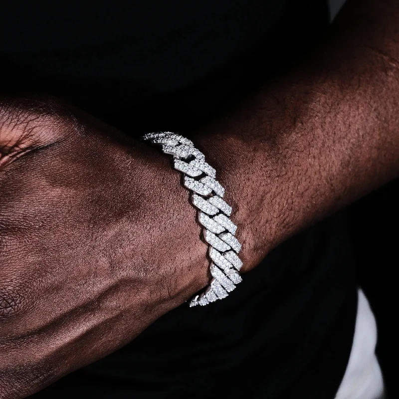Shop Trending Jewelry With Exclusive Savings 14mm Iced Prong Cuban Bracelet White Gold Shop Trending Jewelry With Exclusive Savings 14mm Iced Prong Cuban Bracelet White Gold