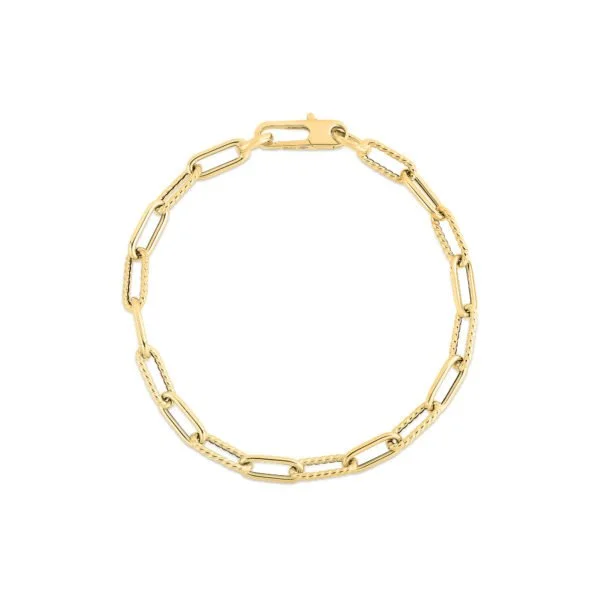 Timeless Jewelry At Special Discount Rates 18K YELLOW DESIGNER GOLD ALTERNATING POLISHED AND FLUTED PAPERCLIP LINK BRACELET Timeless Jewelry At Special Discount Rates 18K YELLOW DESIGNER GOLD ALTERNATING POLISHED AND FLUTED PAPERCLIP LINK BRACELET