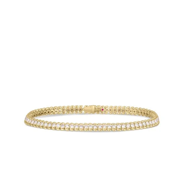 Grab Exquisite Jewelry At The Lowest Prices 18K YELLOW GOLD CLASSIC DIAMOND RIBBED TENNIS BRACELET