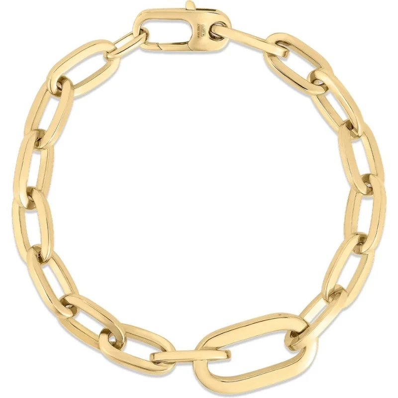 Chic And Stylish Jewelry At Exclusive Prices 18K Yellow Gold Oro Classic Paperclip Link Bracelet By Roberto Coin