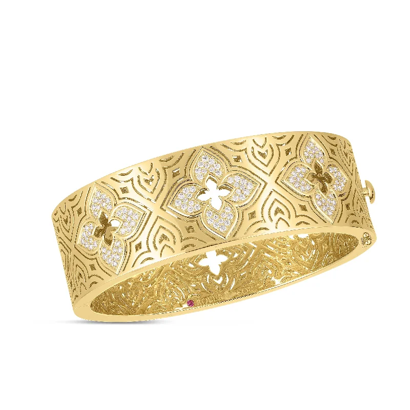 Make Every Moment Shine – Jewelry Discounts Available 18K YELLOW GOLD VENETIAN PRINCESS ETCHED FRAMED DIAMOND WIDE BANGLE Make Every Moment Shine – Jewelry Discounts Available 18K YELLOW GOLD VENETIAN PRINCESS ETCHED FRAMED DIAMOND WIDE BANGLE