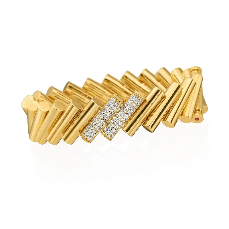 Unique Jewelry For Less – Shop The Sale Now 18K YELLOW/WHITE GOLD DOMINO DIAMOND ACCENT LARGE BANGLE Unique Jewelry For Less – Shop The Sale Now 18K YELLOW/WHITE GOLD DOMINO DIAMOND ACCENT LARGE BANGLE