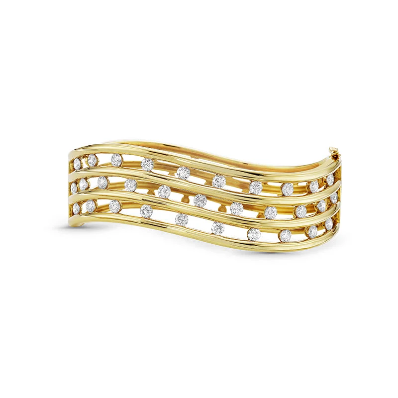 Shop Stylish Jewelry Now And Save Big 18k Yellow Gold Floating Diamond Cuff