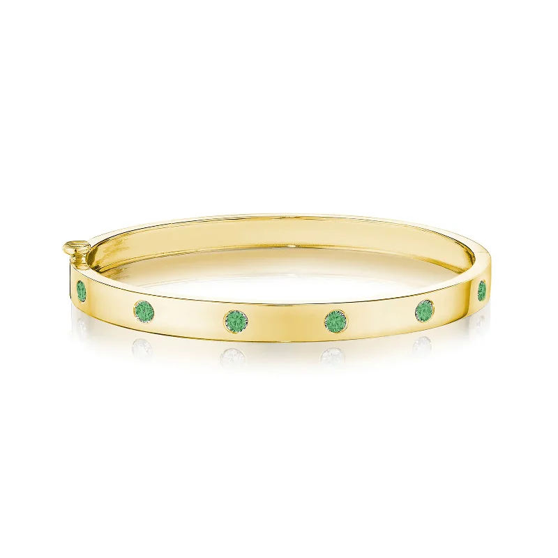 Delicate Crystal Jewelry For Sophisticated Charm 18k Yellow Gold Round Emerald Deco Bangle Delicate Crystal Jewelry For Sophisticated Charm 18k Yellow Gold Round Emerald Deco Bangle