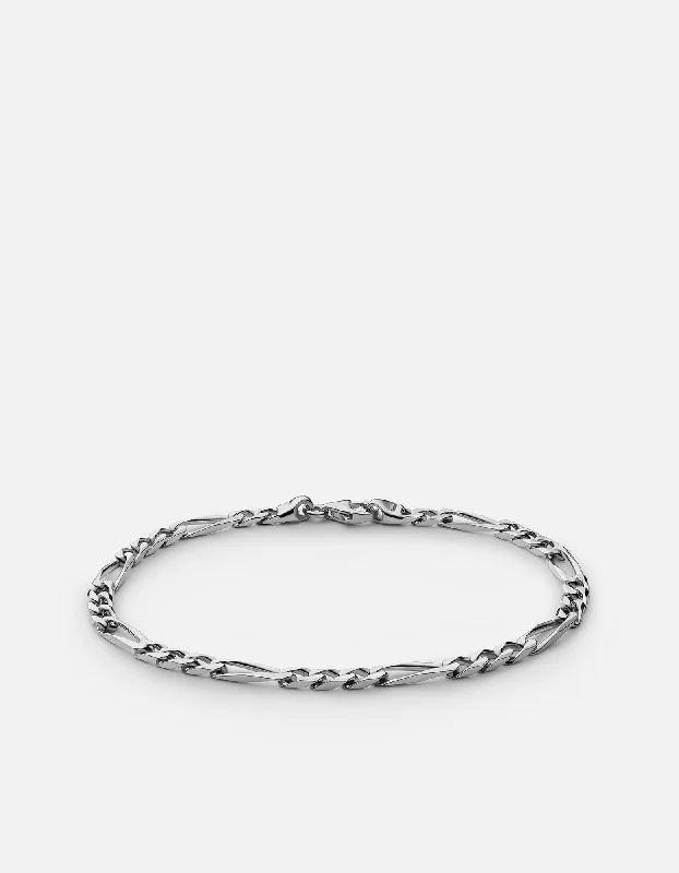 Stunning Jewelry Pieces At The Lowest Prices Ever 3mm Figaro Chain Bracelet, Sterling Silver Stunning Jewelry Pieces At The Lowest Prices Ever 3mm Figaro Chain Bracelet, Sterling Silver