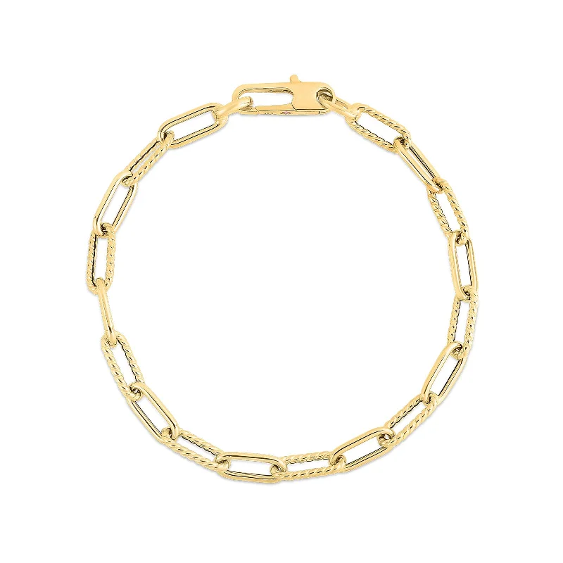 Big Discounts On Elegant Jewelry Collections Alternating Polished and Fluted Paperclip Link Bracelet (7 inches) Big Discounts On Elegant Jewelry Collections Alternating Polished and Fluted Paperclip Link Bracelet (7 inches)