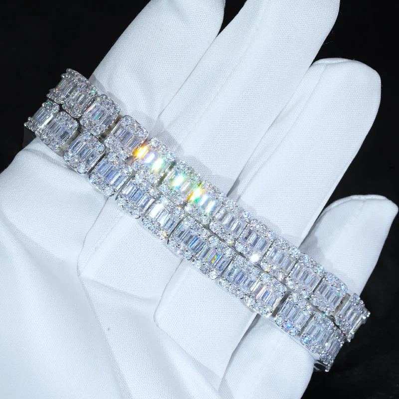 High-End Jewelry, Now More Affordable Than Ever 8mm Iced Square Baguette Tennis Bracelet High-End Jewelry, Now More Affordable Than Ever 8mm Iced Square Baguette Tennis Bracelet