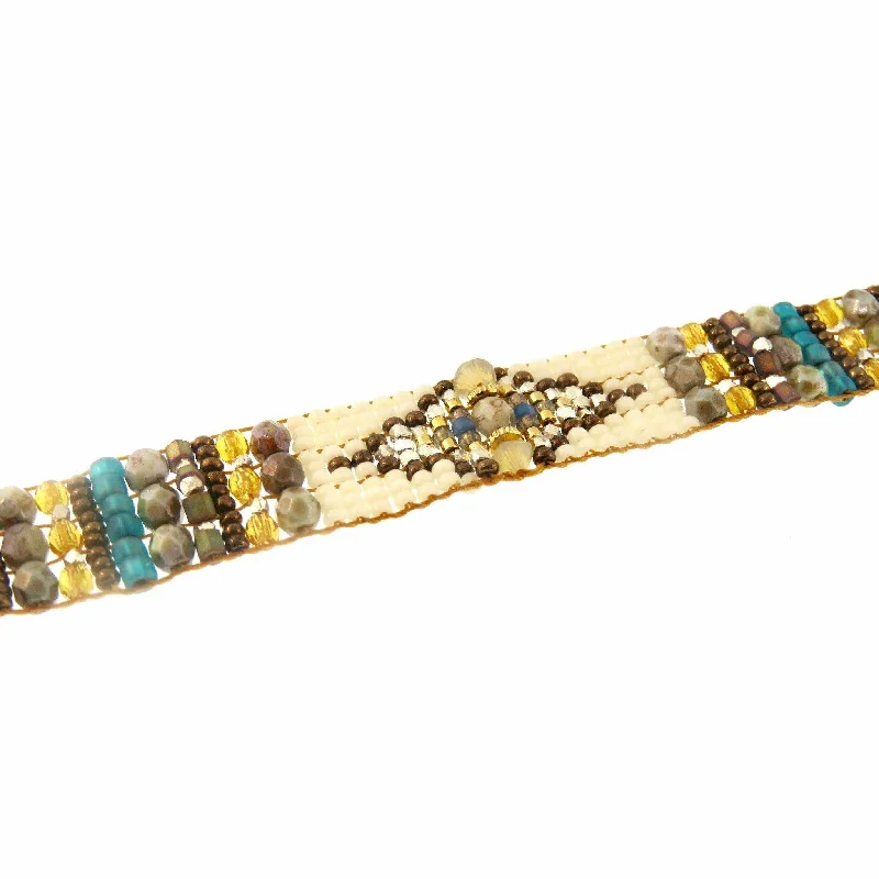 Handcrafted Beauty At Affordable Prices Chili Rose Ivory & Bronze  Tiffany  Beaded Bracelet