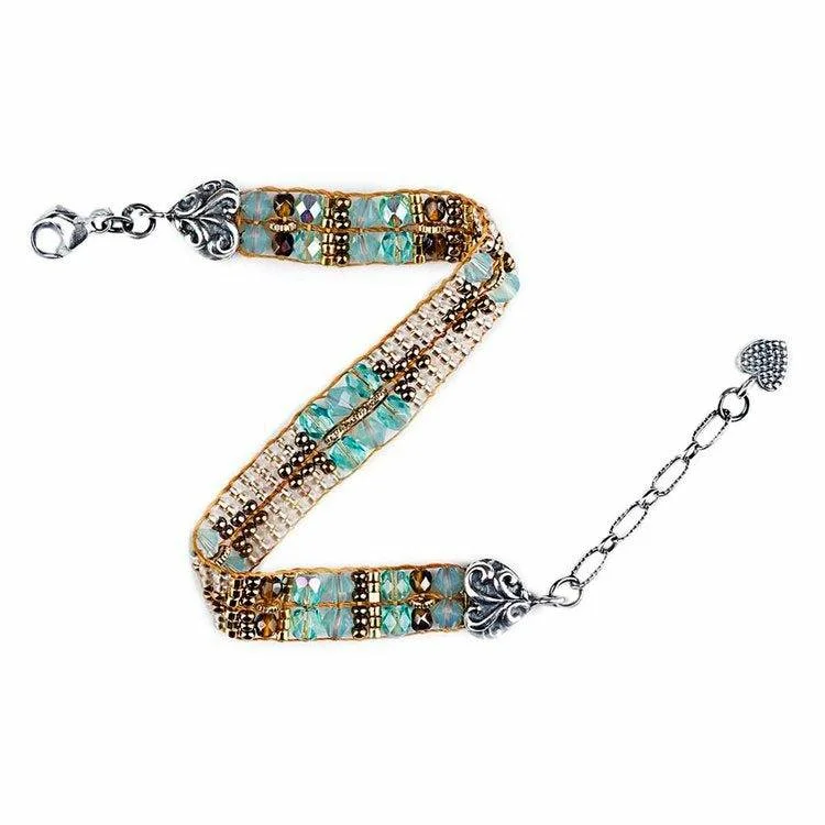 Celebrate With Sparkle – Jewelry Sale Now Live Chili Rose Mini Scroll Bracelet Blue, White and Brown Celebrate With Sparkle – Jewelry Sale Now Live Chili Rose Mini Scroll Bracelet Blue, White and Brown
