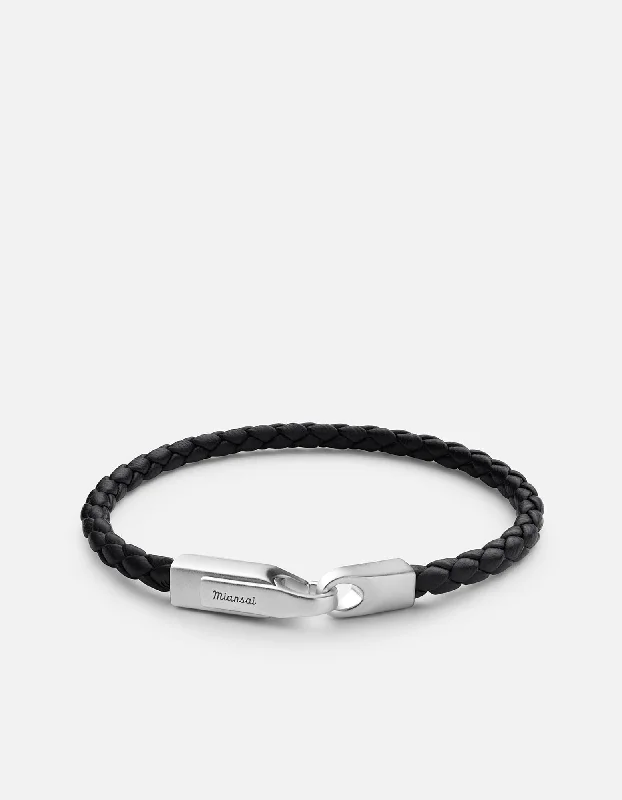 Fashion-Forward Geometric Jewelry For Contemporary Style Crew Leather Bracelet, Matte Silver Fashion-Forward Geometric Jewelry For Contemporary Style Crew Leather Bracelet, Matte Silver