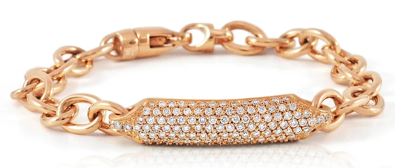 Luxury Jewelry At Unbeatable Discounts Diamond Pavé ID and Link Bracelet in 18kt Rose Gold Luxury Jewelry At Unbeatable Discounts Diamond Pavé ID and Link Bracelet in 18kt Rose Gold