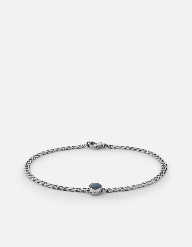 Grab Your Favorite Jewelry At The Lowest Prices Eye of Time Type Chain Bracelet, Sterling Silver/Blue