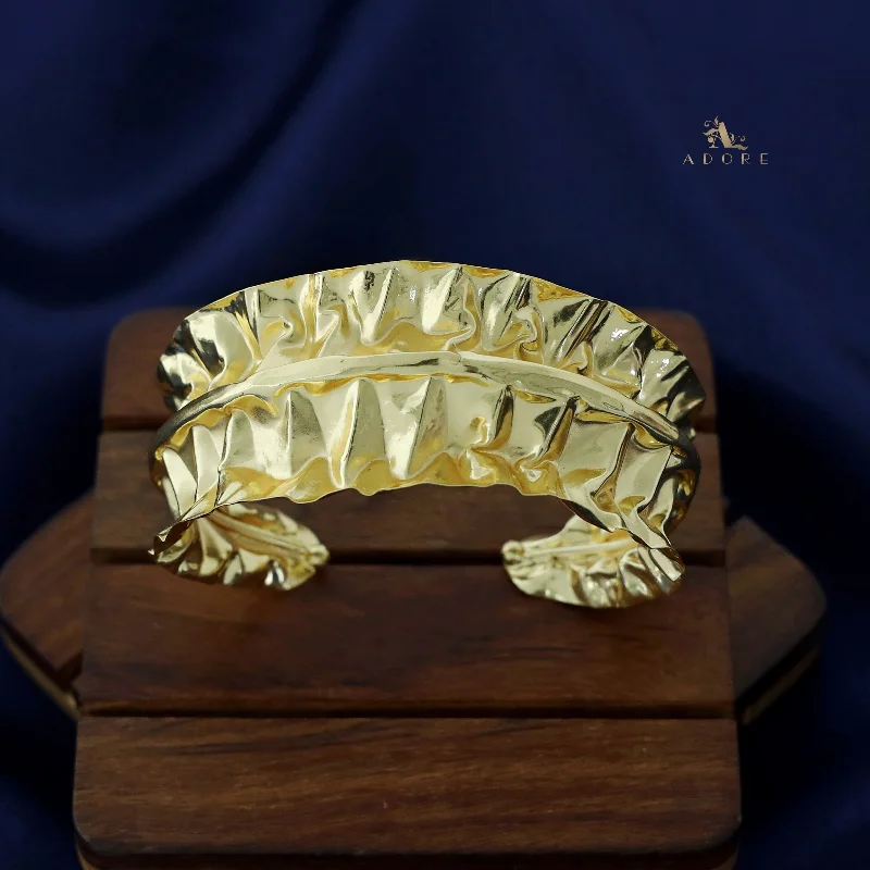 Stunning Statement Jewelry, Unbeatable Discounts Golden Crushed Leaf Bangle