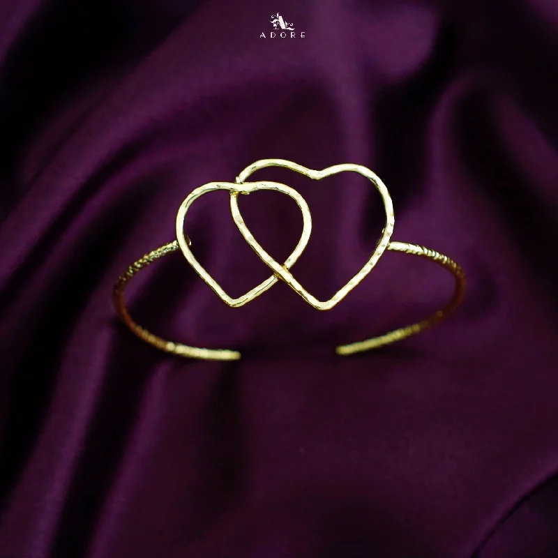 Don't Miss Our Biggest Jewelry Sale Of The Season Dual Heart Golden Hammered Bangle