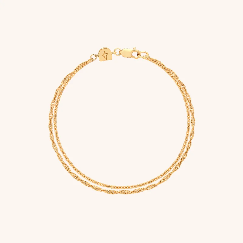 Shop Fine Jewelry With Exclusive Savings Illusion Twist Double Chain Bracelet in Gold Shop Fine Jewelry With Exclusive Savings Illusion Twist Double Chain Bracelet in Gold