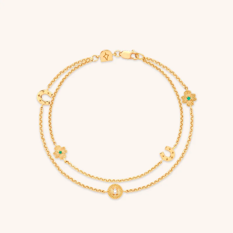 Chic And Stylish Jewelry At Exclusive Prices Lucky Charm Double Chain Bracelet in Gold Chic And Stylish Jewelry At Exclusive Prices Lucky Charm Double Chain Bracelet in Gold