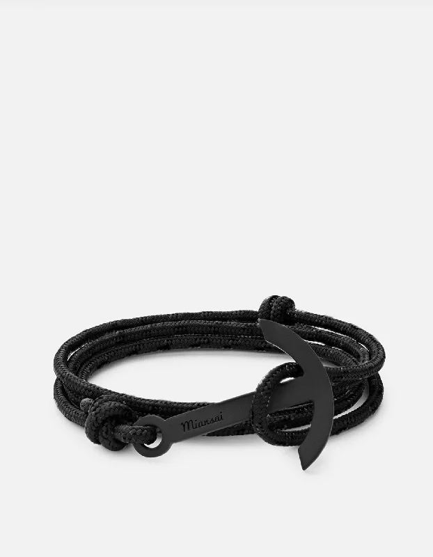 Huge Savings On Premium Jewelry Styles Modern Anchor on Rope Bracelet, Noir