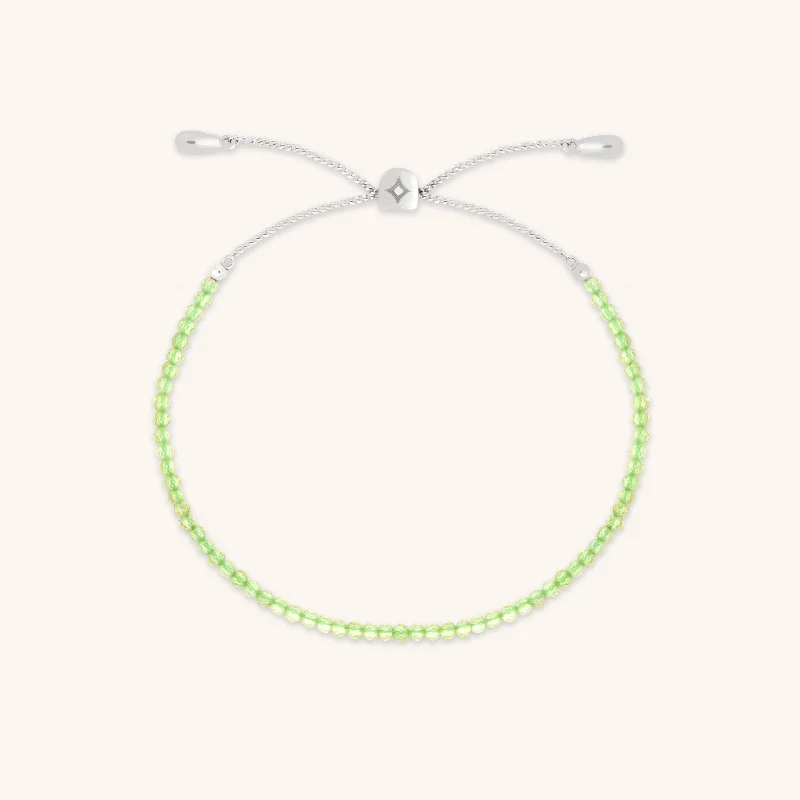 Seasonal Jewelry Deals – Elevate Your Style Olivine Gemstone Bracelet in 9k White Gold Seasonal Jewelry Deals – Elevate Your Style Olivine Gemstone Bracelet in 9k White Gold