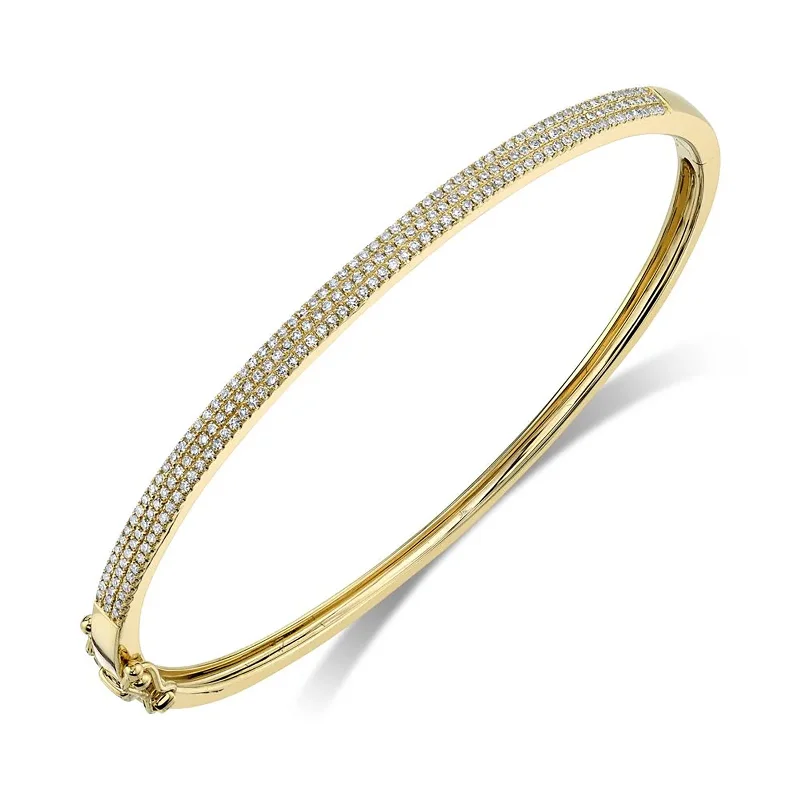 Romantic Heart-Shaped Jewelry For Special Gifts Diamond Hinged Bangle