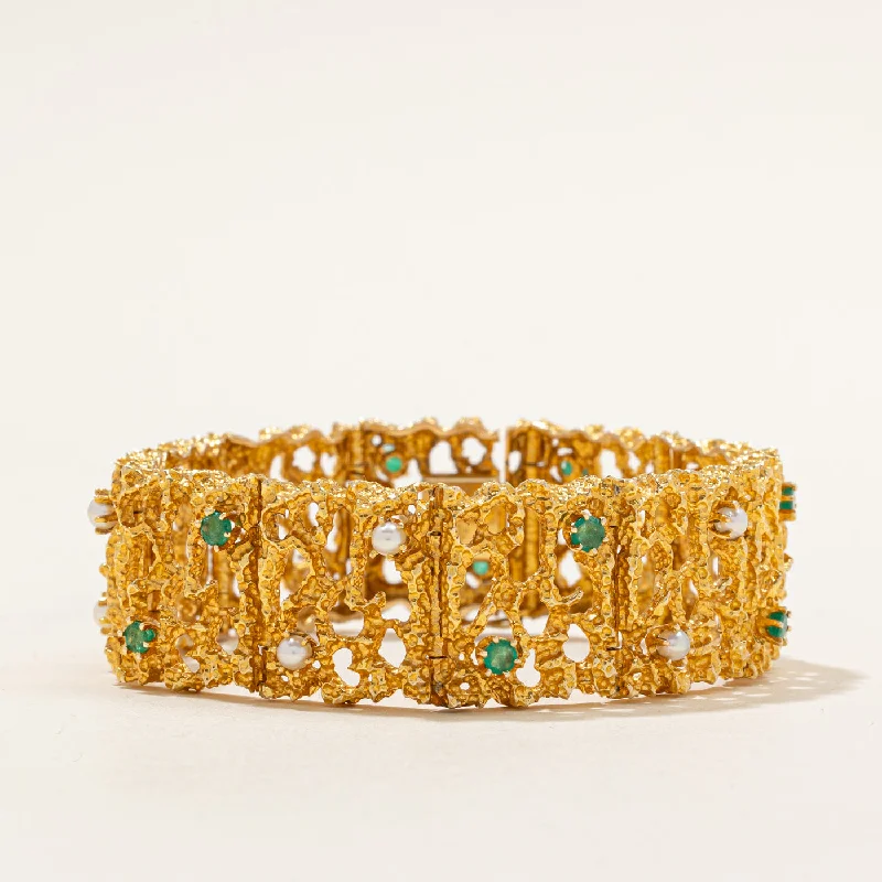 Affordable Luxury Jewelry For Every Occasion Seed Pearl & Emerald Bracelet | 1.65ctw, 1.00ctw | 7" | Affordable Luxury Jewelry For Every Occasion Seed Pearl & Emerald Bracelet | 1.65ctw, 1.00ctw | 7" |