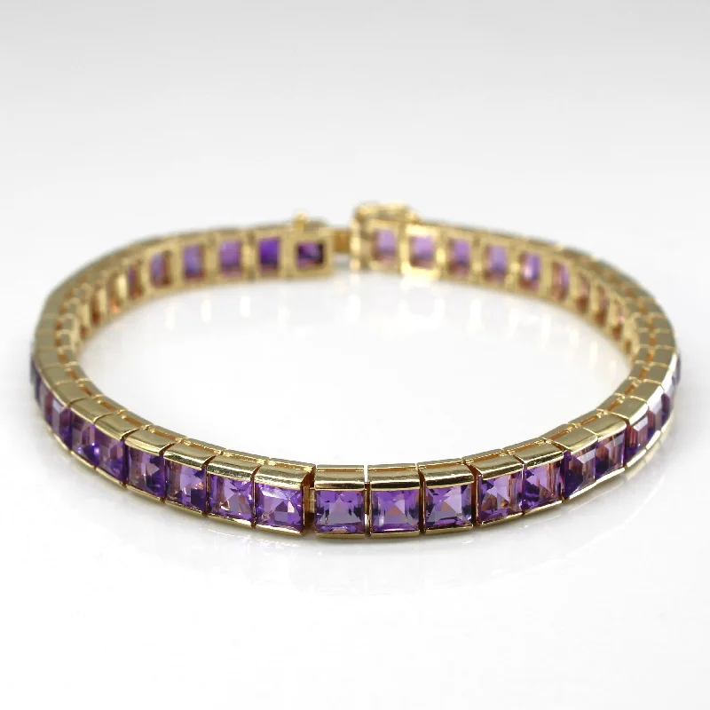 Personalized Jewelry Sale – Meaningful Gifts At Great Prices Semi Bezel Amethyst Chain Bracelet | 11.00ctw | 7"| Personalized Jewelry Sale – Meaningful Gifts At Great Prices Semi Bezel Amethyst Chain Bracelet | 11.00ctw | 7"|