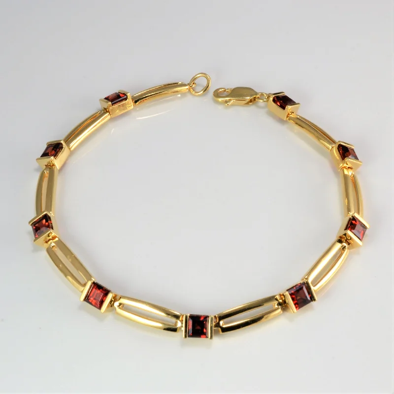 Stunning Jewelry At A Fraction Of The Price Semi Bezel Garnet Chain Bracelet | 7.5'' | Stunning Jewelry At A Fraction Of The Price Semi Bezel Garnet Chain Bracelet | 7.5'' |