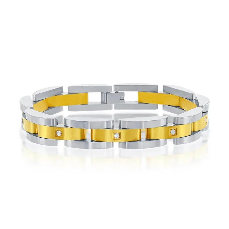 Huge Markdowns On Premium Jewelry Styles Stainless Steel Gold & Silver Link CZ Bracelet Huge Markdowns On Premium Jewelry Styles Stainless Steel Gold & Silver Link CZ Bracelet