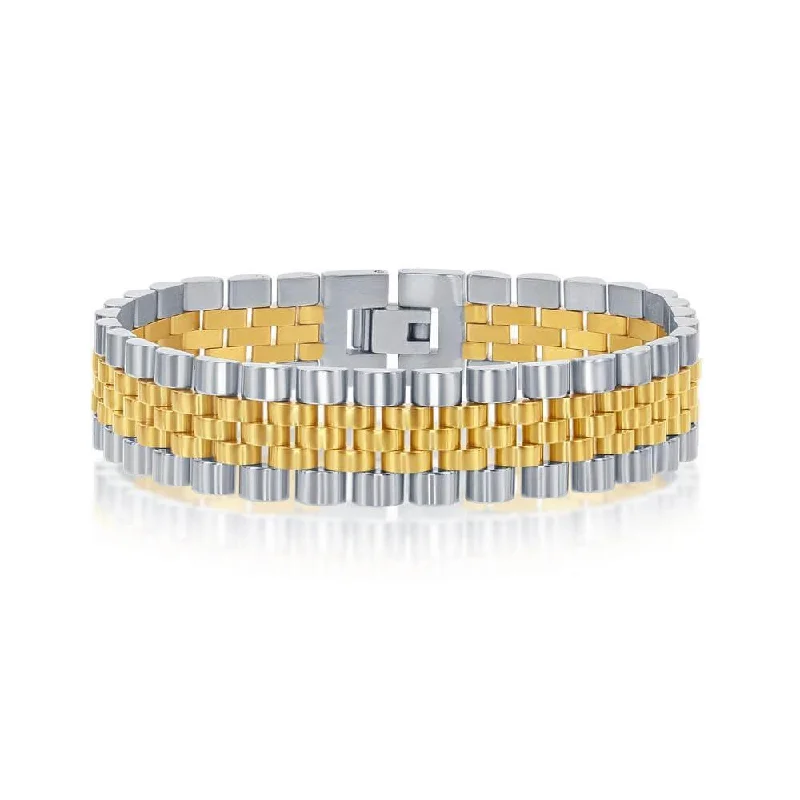 Personalized Jewelry Sale – Meaningful Gifts At Great Prices Classic Watch Links Stainless Steel Two-Tone Gold Plated Bracelet Personalized Jewelry Sale – Meaningful Gifts At Great Prices Classic Watch Links Stainless Steel Two-Tone Gold Plated Bracelet