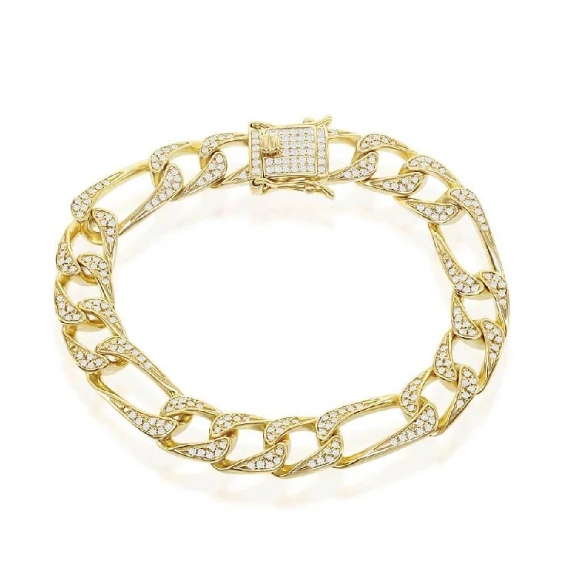 Elegant Designs, Unbeatable Discounts – Shop Jewelry Now Sterling Silver 10MM CZ Figaro Bracelet - Gold Plated Elegant Designs, Unbeatable Discounts – Shop Jewelry Now Sterling Silver 10MM CZ Figaro Bracelet - Gold Plated