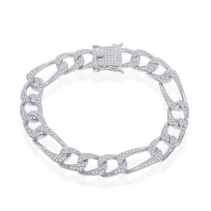 Gorgeous Jewelry, Limited-Time Savings Sterling Silver 10MM CZ Figaro Bracelet