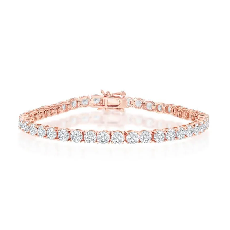 Seasonal Jewelry Deals – Elevate Your Style Sterling Silver 4mm Prong-Set Round CZ Tennis Bracelet - Rose Gold Plated Seasonal Jewelry Deals – Elevate Your Style Sterling Silver 4mm Prong-Set Round CZ Tennis Bracelet - Rose Gold Plated