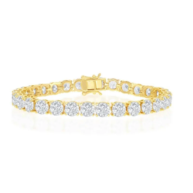 Grab Your Favorite Jewelry At The Lowest Prices Sterling Silver 6mm Prong-Set Round CZ Tennis Bracelet - Gold Plated Grab Your Favorite Jewelry At The Lowest Prices Sterling Silver 6mm Prong-Set Round CZ Tennis Bracelet - Gold Plated