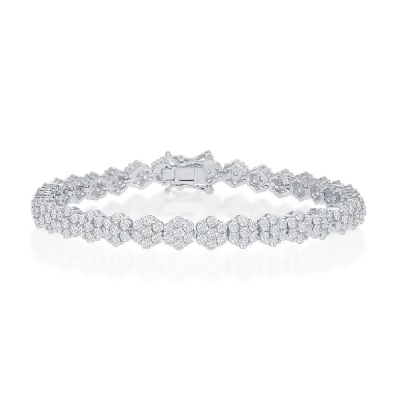Affordable Luxury Jewelry For Every Occasion Sterling Silver Flower Design CZ Tennis Bracelet Affordable Luxury Jewelry For Every Occasion Sterling Silver Flower Design CZ Tennis Bracelet