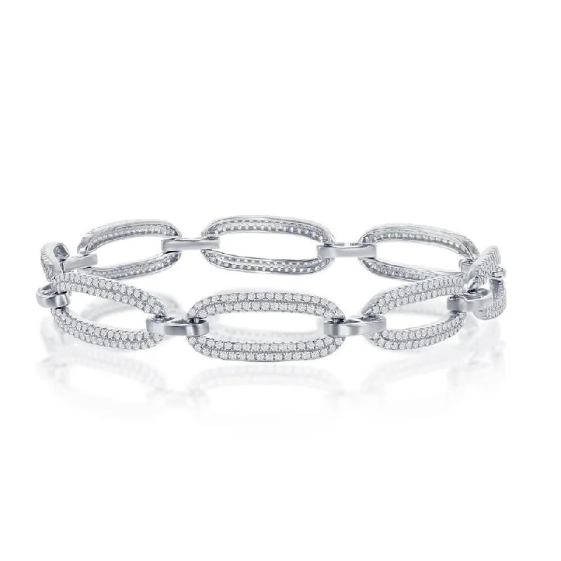 The Perfect Jewelry Piece At The Perfect Price Sterling Silver Micro Pave CZ Linked Oval Bracelet The Perfect Jewelry Piece At The Perfect Price Sterling Silver Micro Pave CZ Linked Oval Bracelet