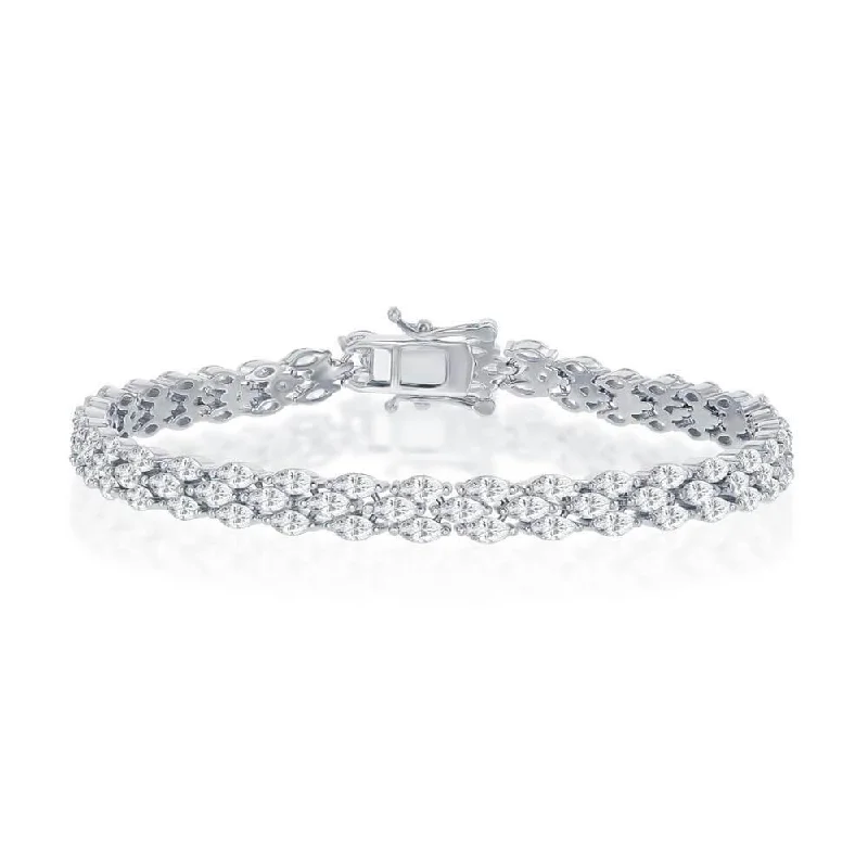 Huge Savings On Timeless Jewelry Collections Sterling Silver Triple Row Marquise-Shaped CZ Tennis Bracelet Huge Savings On Timeless Jewelry Collections Sterling Silver Triple Row Marquise-Shaped CZ Tennis Bracelet